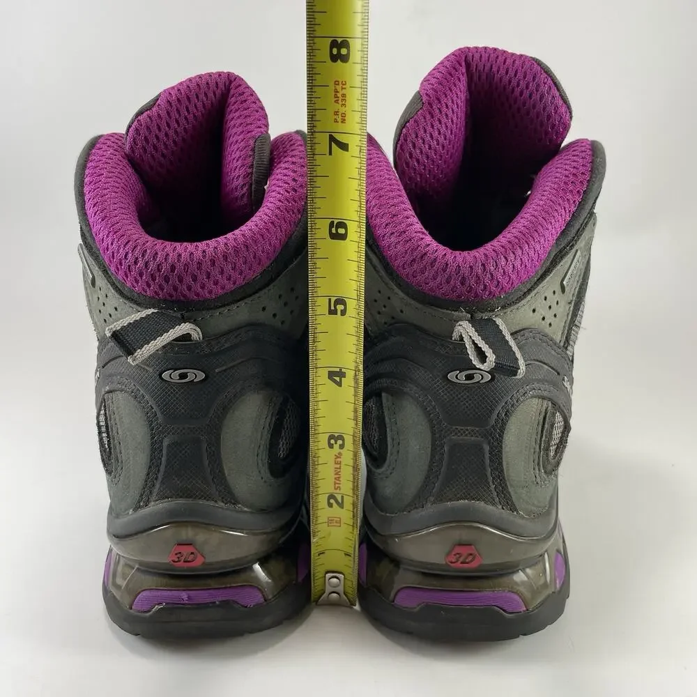 Salomon Comet 3D GTX Womens Size 9.5 Grey Purple Waterproof Hiking Boots 328088
